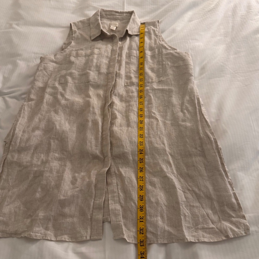 NWT Chico's 100% Linen Sleeveless Shirt Cream Hidden Side Slit Tank‎ Top Sz XL-P - Picture 6 of 9